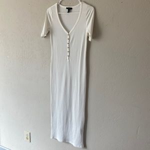 White fitted midi dress